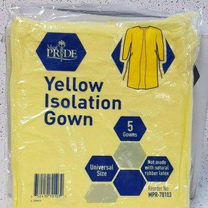 Medpride Yellow Isolation Gowns, Universal 10 Bag x 5 Gowns/ 50 Gowns per Box